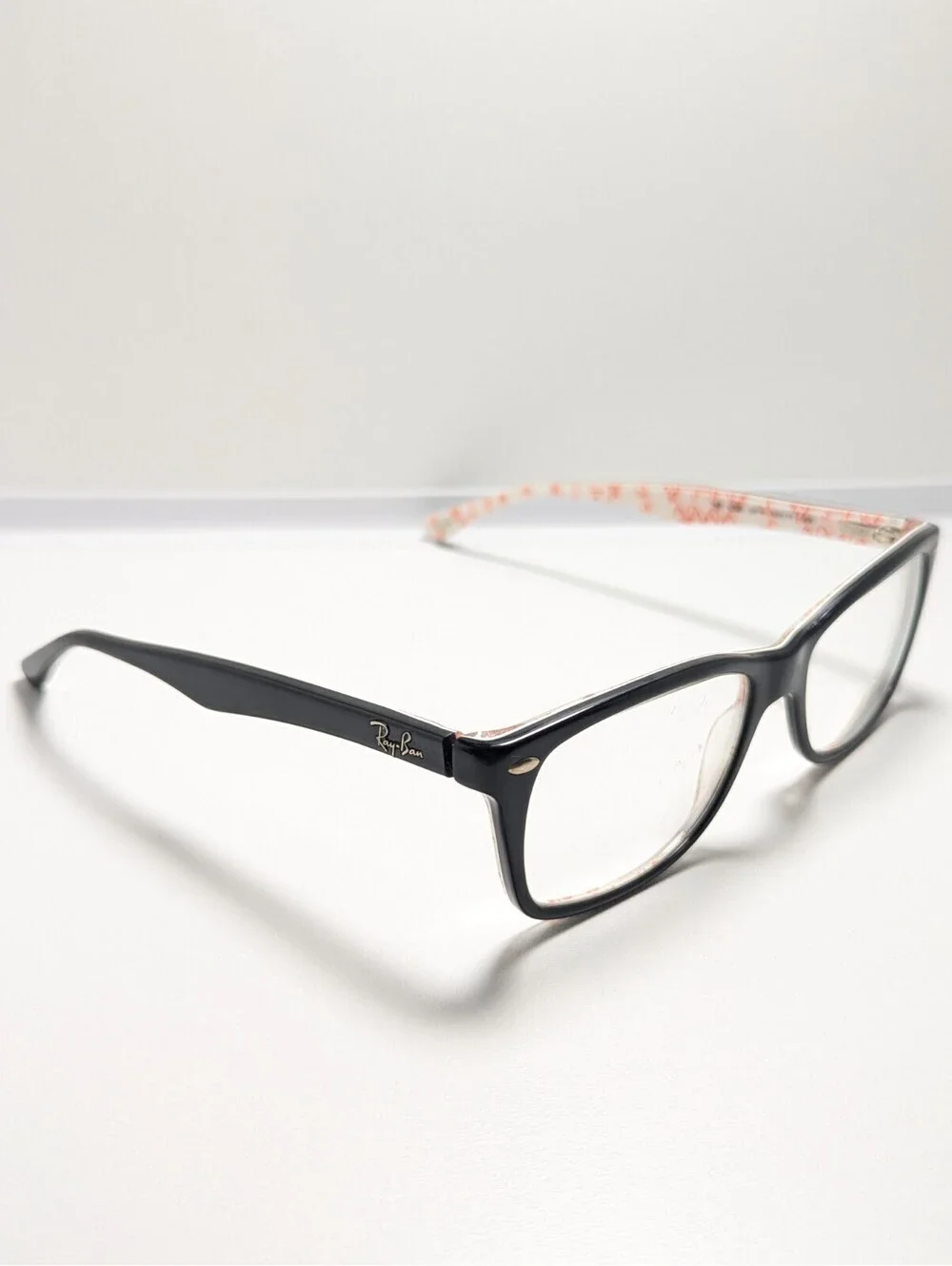 Ray-Ban RB522B Black Pink Floral Rectangle Women's Eyeglasses Frame 53-17-140